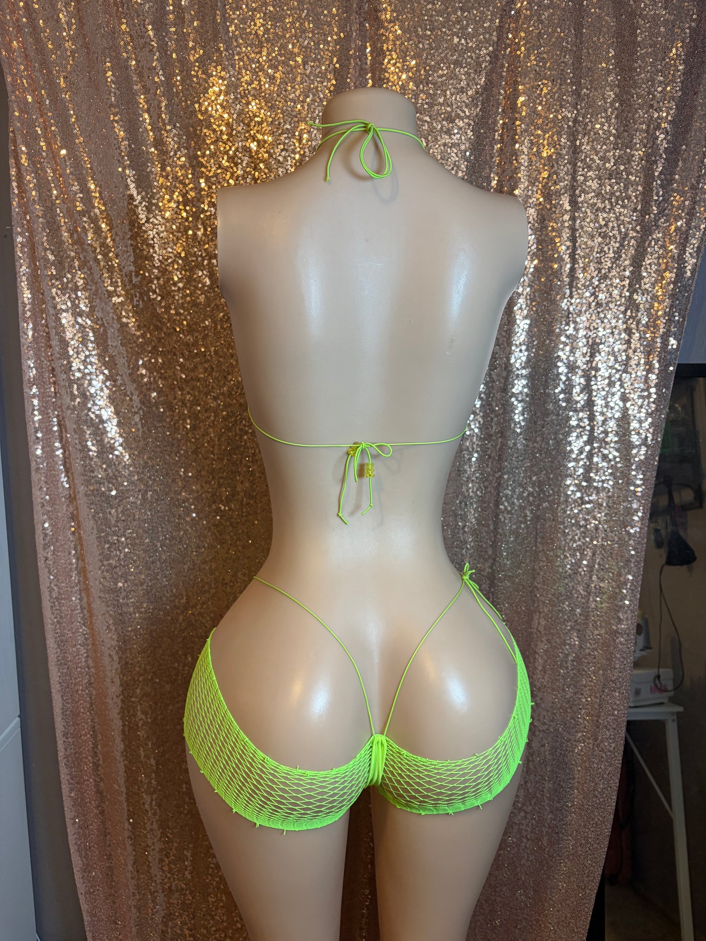 Neon Green Super Bling Microkini