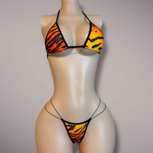Orange Tiger Stripes 2 Piece Bikini Set