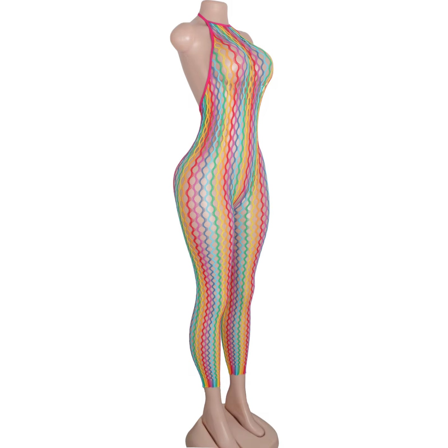 Rainbow Fishnet Bodysuit