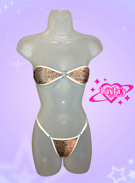 The Gianna Bikini, Brown and White Paisley