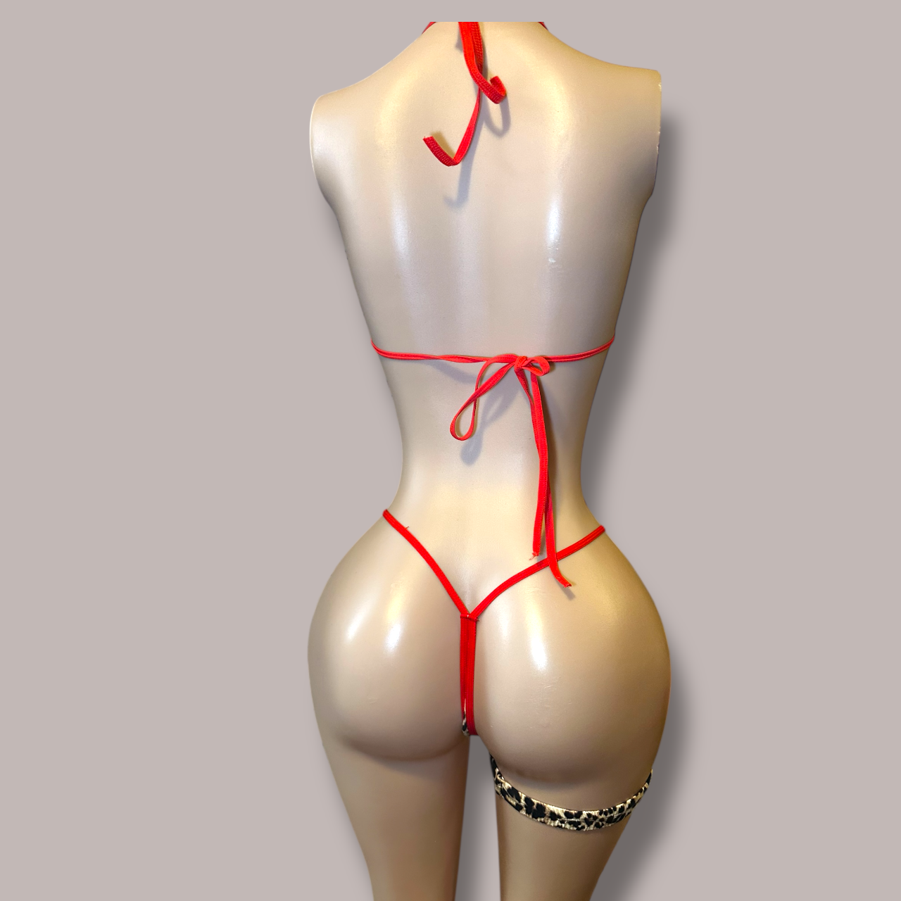 Cheetah + Red 2 Piece Thong Bikini