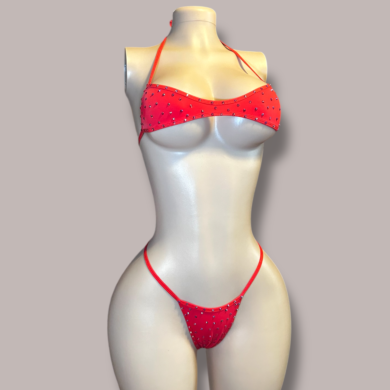 Red Rhinestoned Jade Bikini