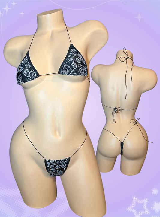 The Nova Microkini, Black Paisley Print