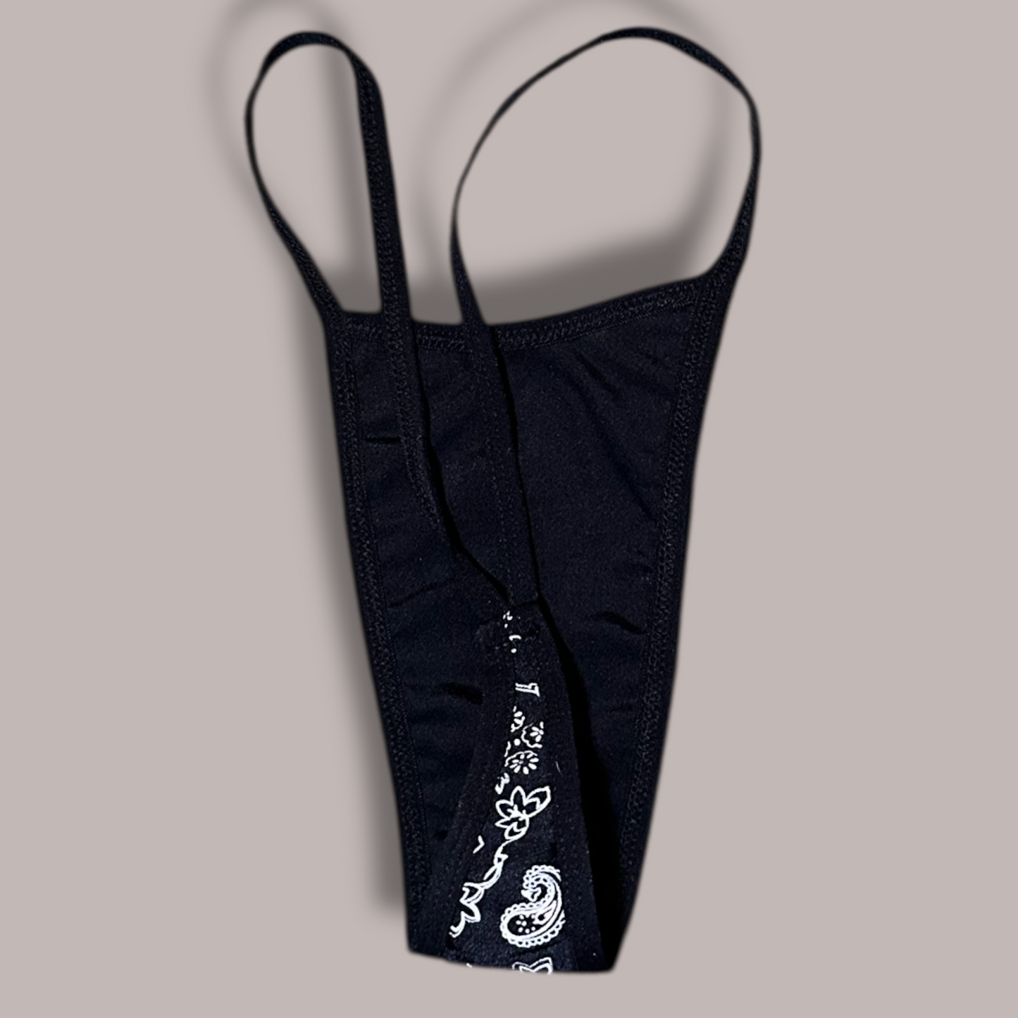 Black Paisley Thong Bikini with Gems