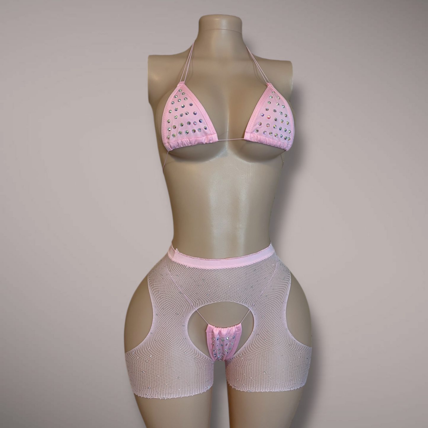 The Lizzy 3 pc Fishnet Garters + Bikini