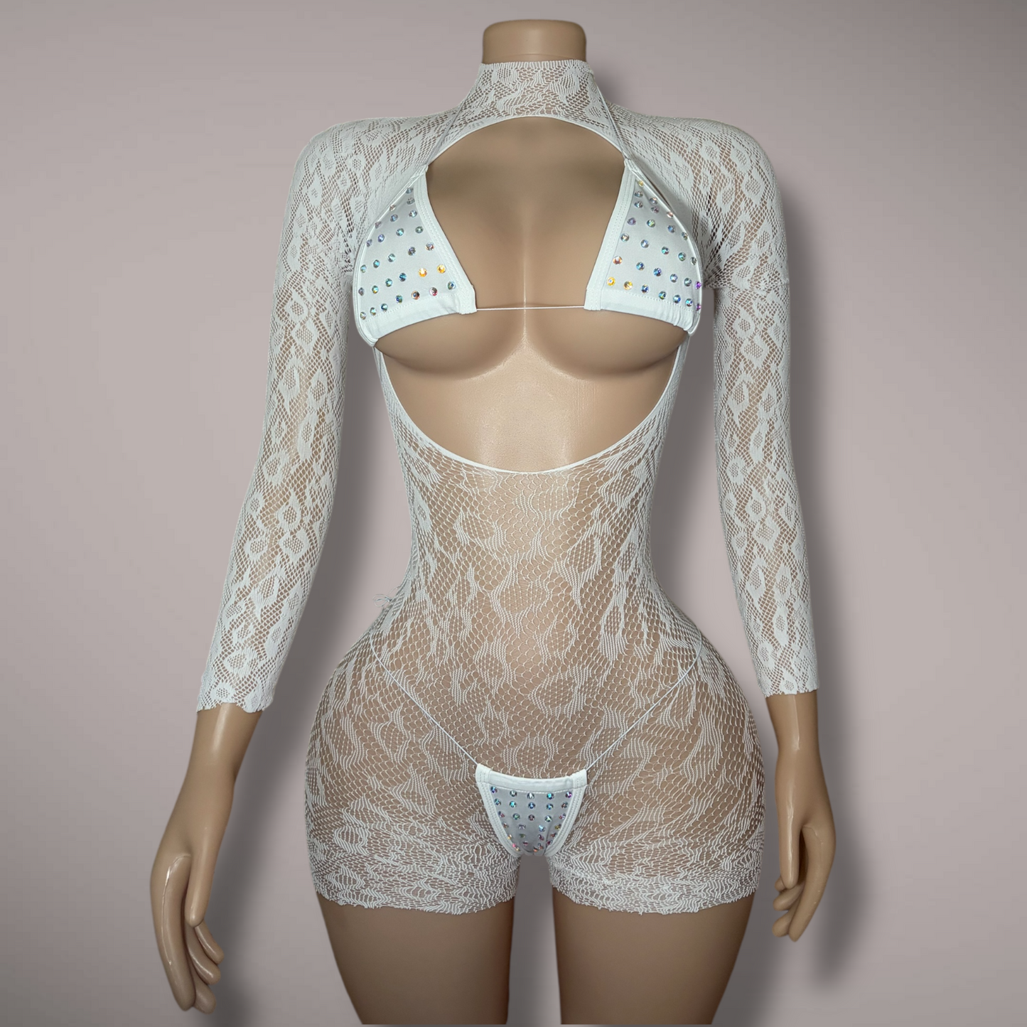 3 pc Fishnet bodysuit + bikini