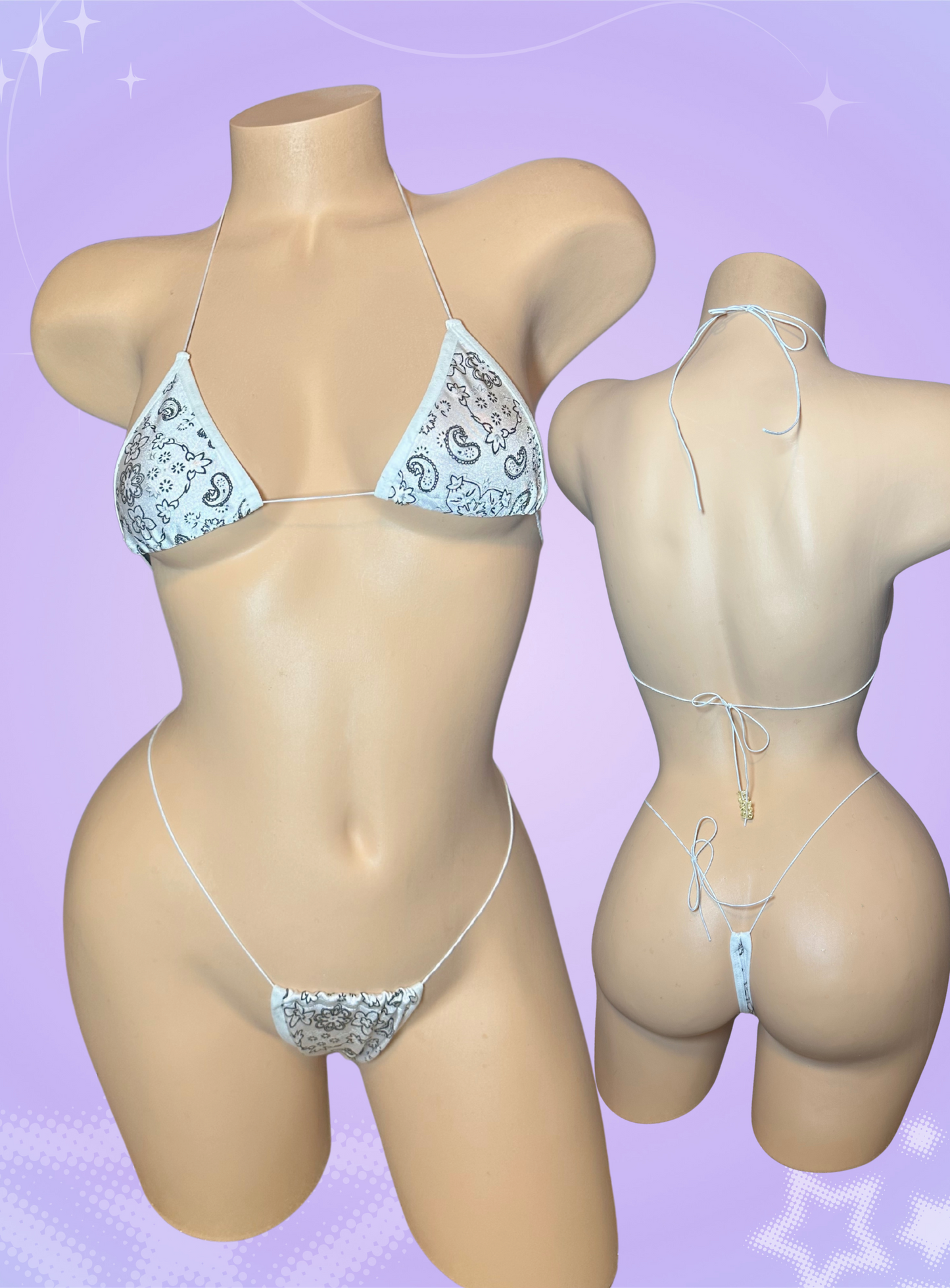 The Nova Microkini, White Paisley Print