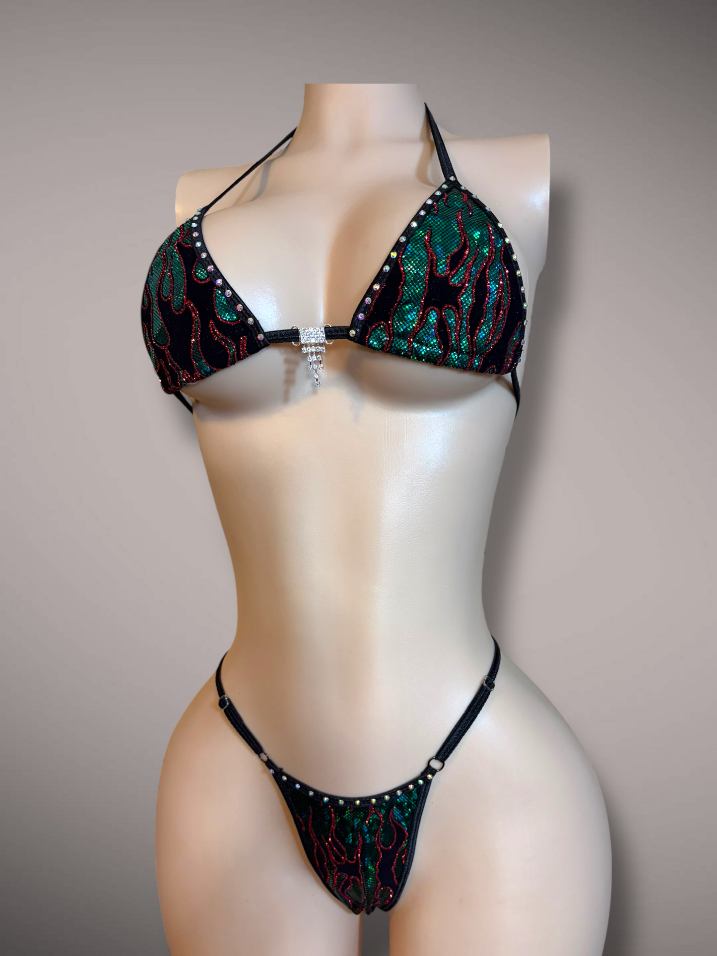 Green and Black Flames 2 piece Set