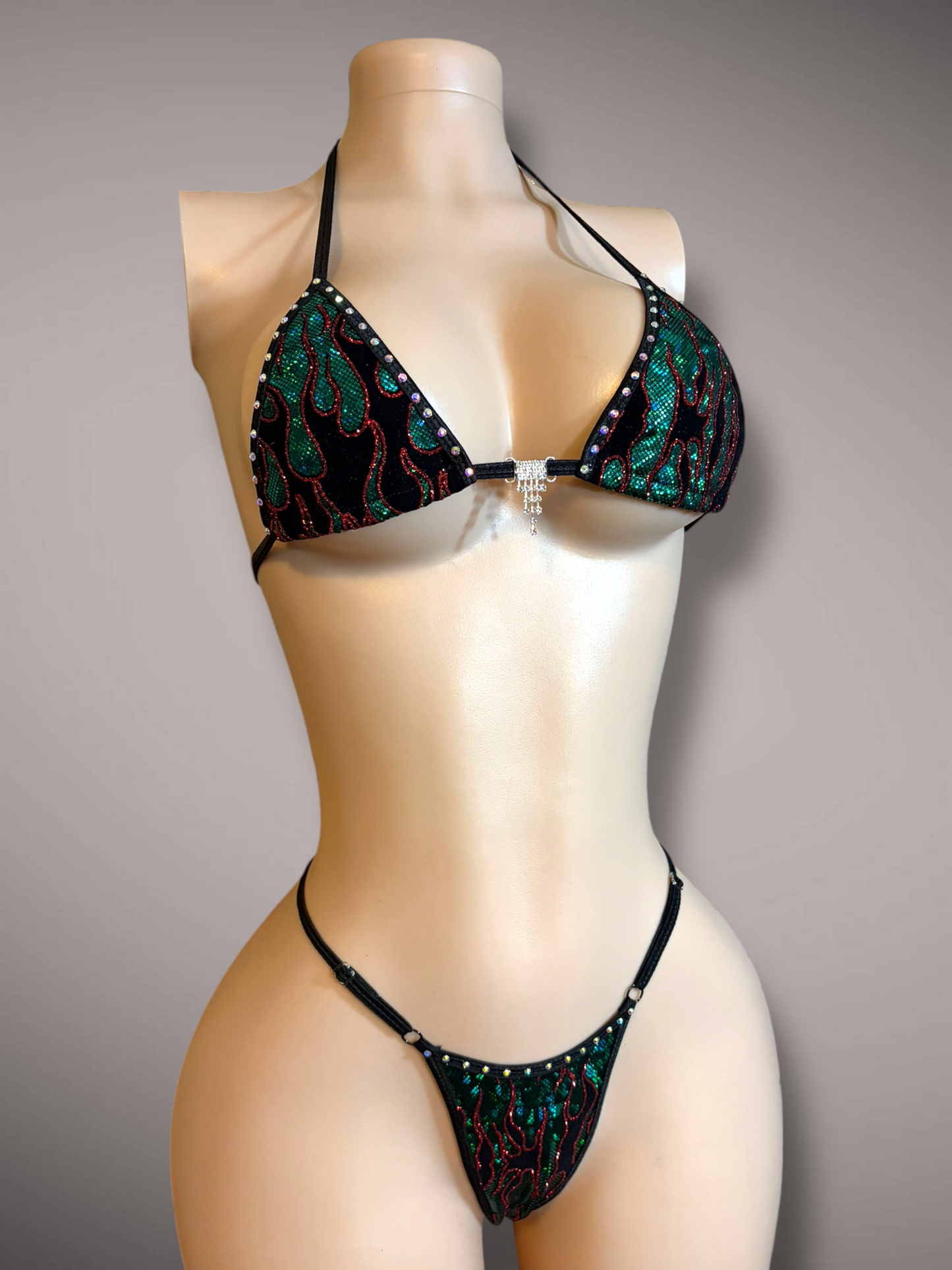 Green and Black Flames 2 piece Set