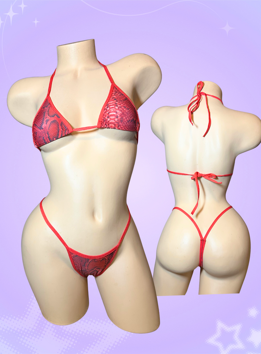 Red Snakeskin Bikini