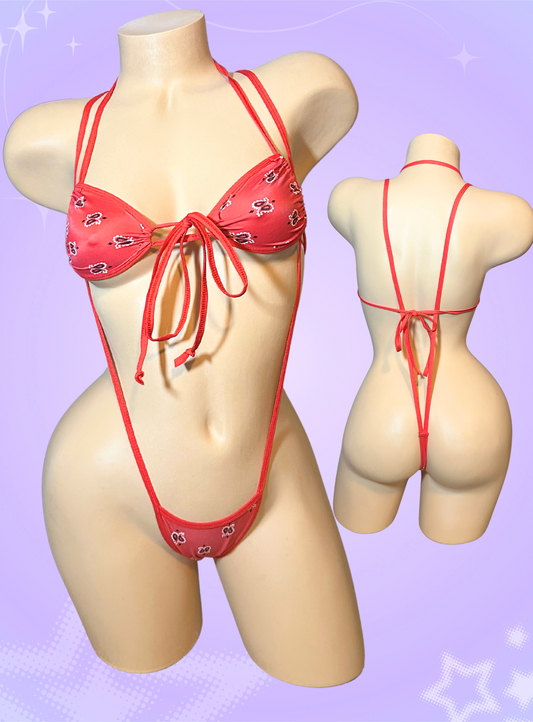 Red Paisley Slingshot 2 Piece Bikini