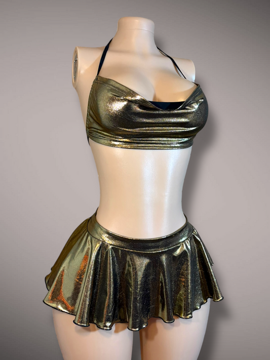 Black and Gold 3 pc Cowl Neck Set