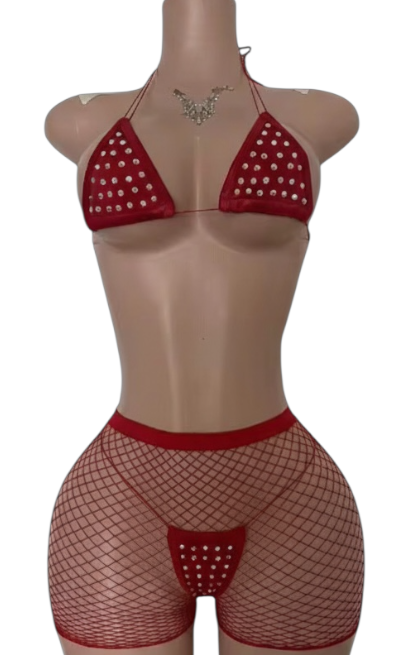 The Madison 3 piece fishnet set