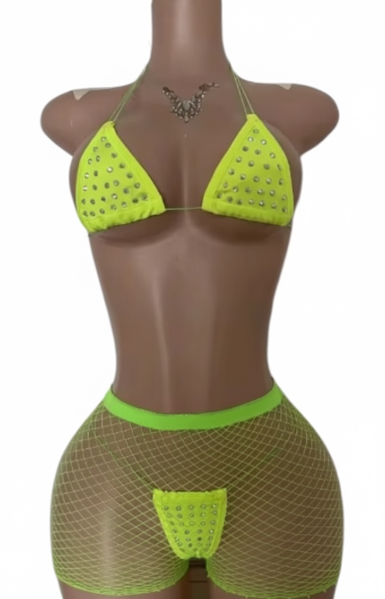 The Madison 3 piece fishnet set