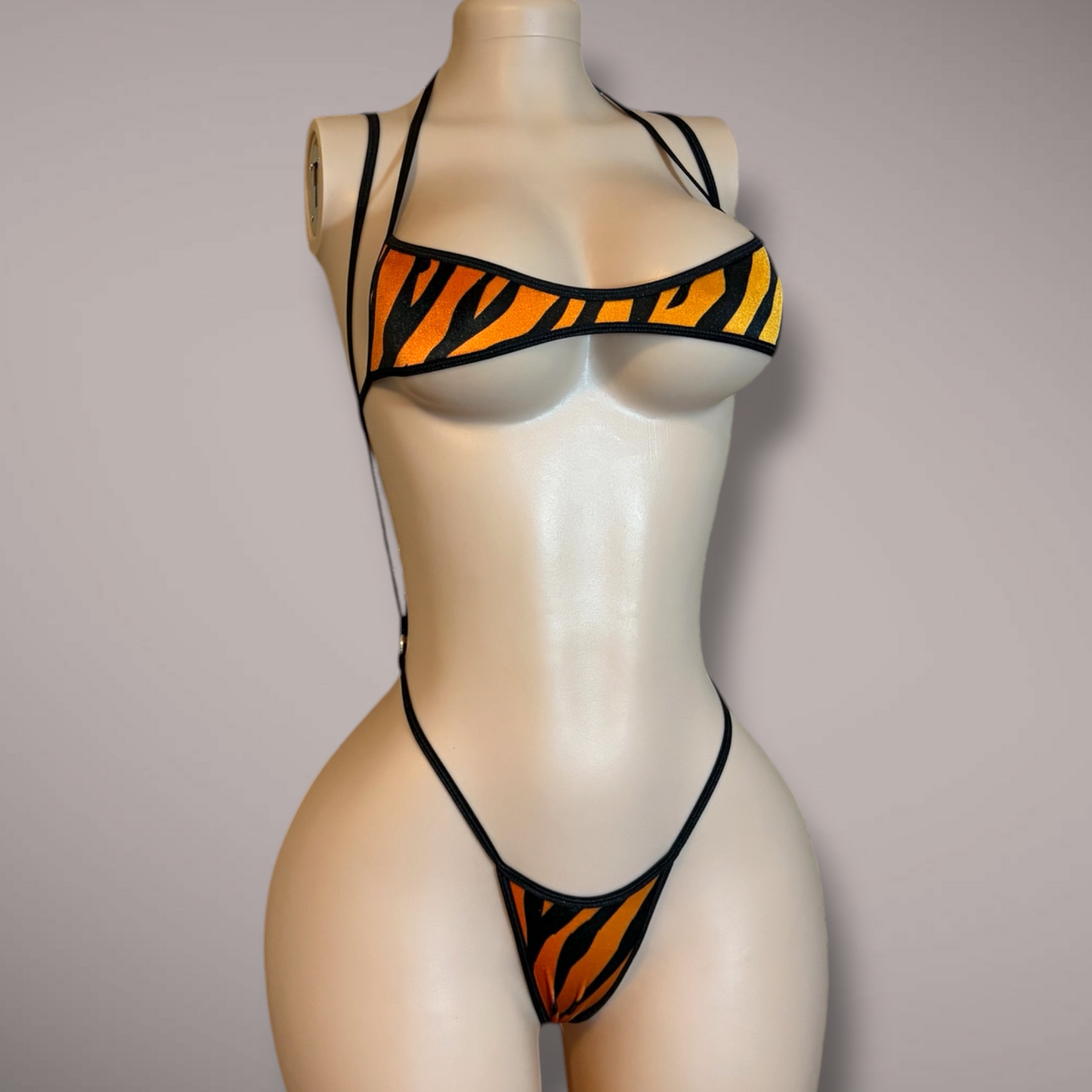 The Jade, Velvet Tiger Print Slingshot 2 Piece Set