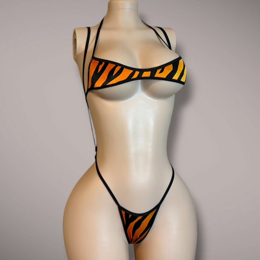 The Jade, Velvet Tiger Print Slingshot 2 Piece Set