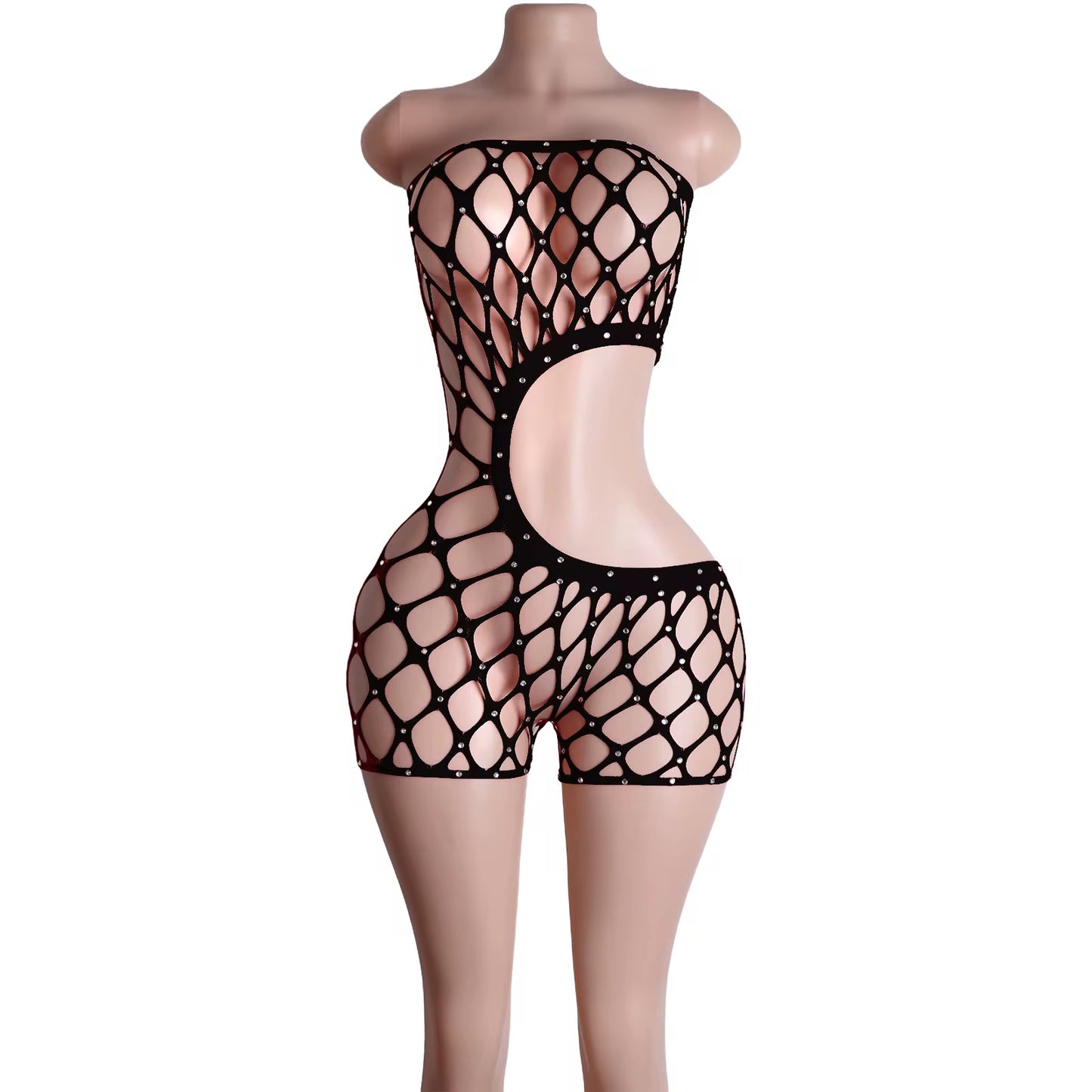 The Cleo Fishnet Cutout Romper