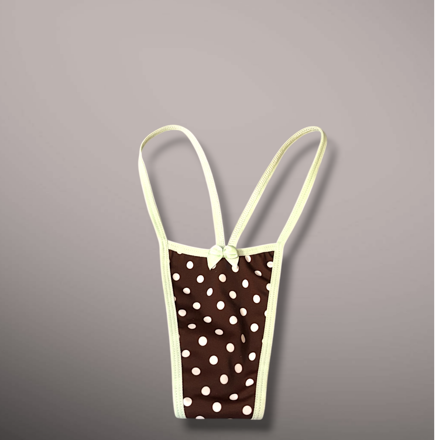 Brown & Mint Polka Dot 2 Piece Thong Bikini