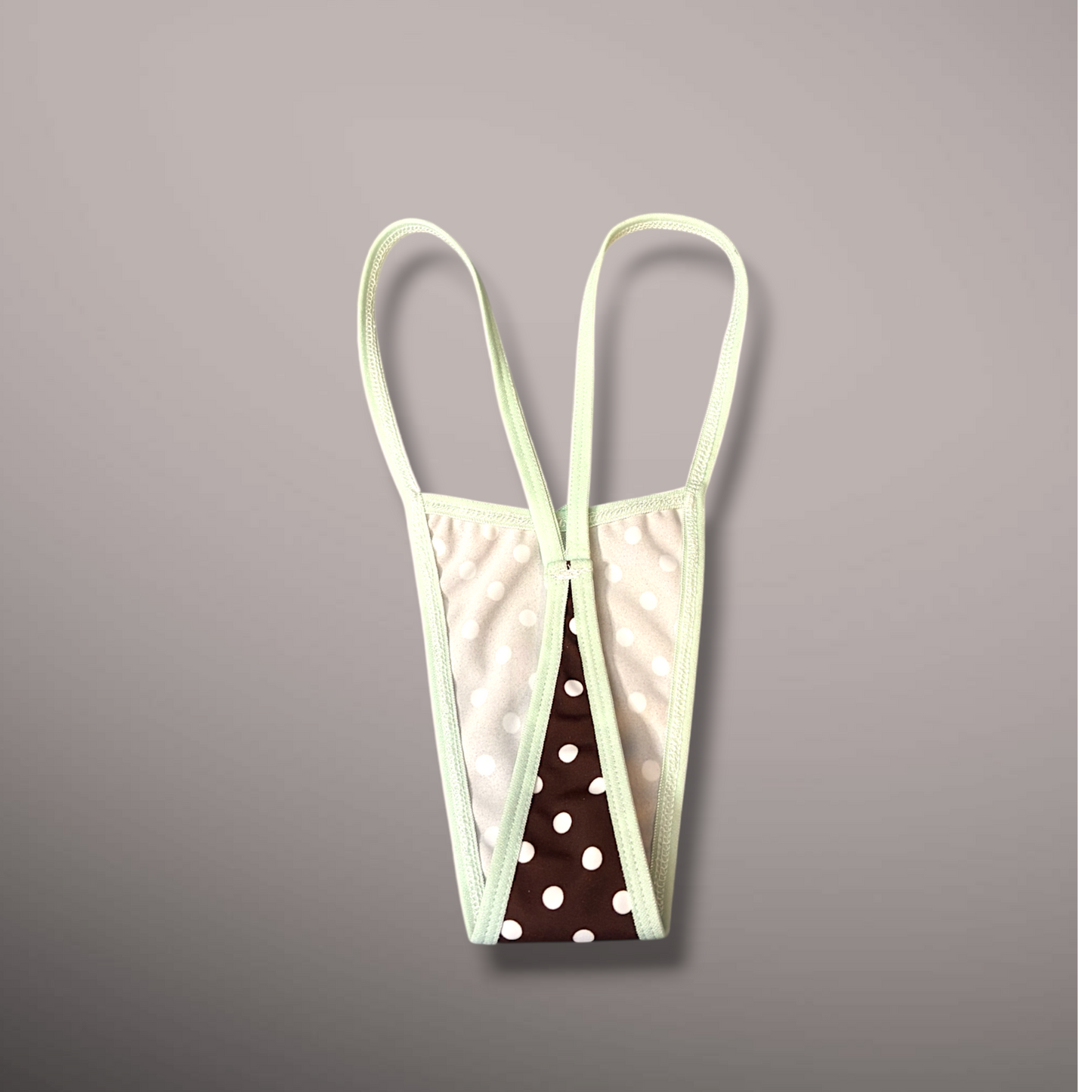Brown & Mint Polka Dot 2 Piece Thong Bikini