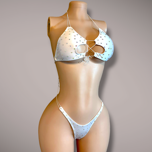 The Ramona, White Rhinestone 2 Piece