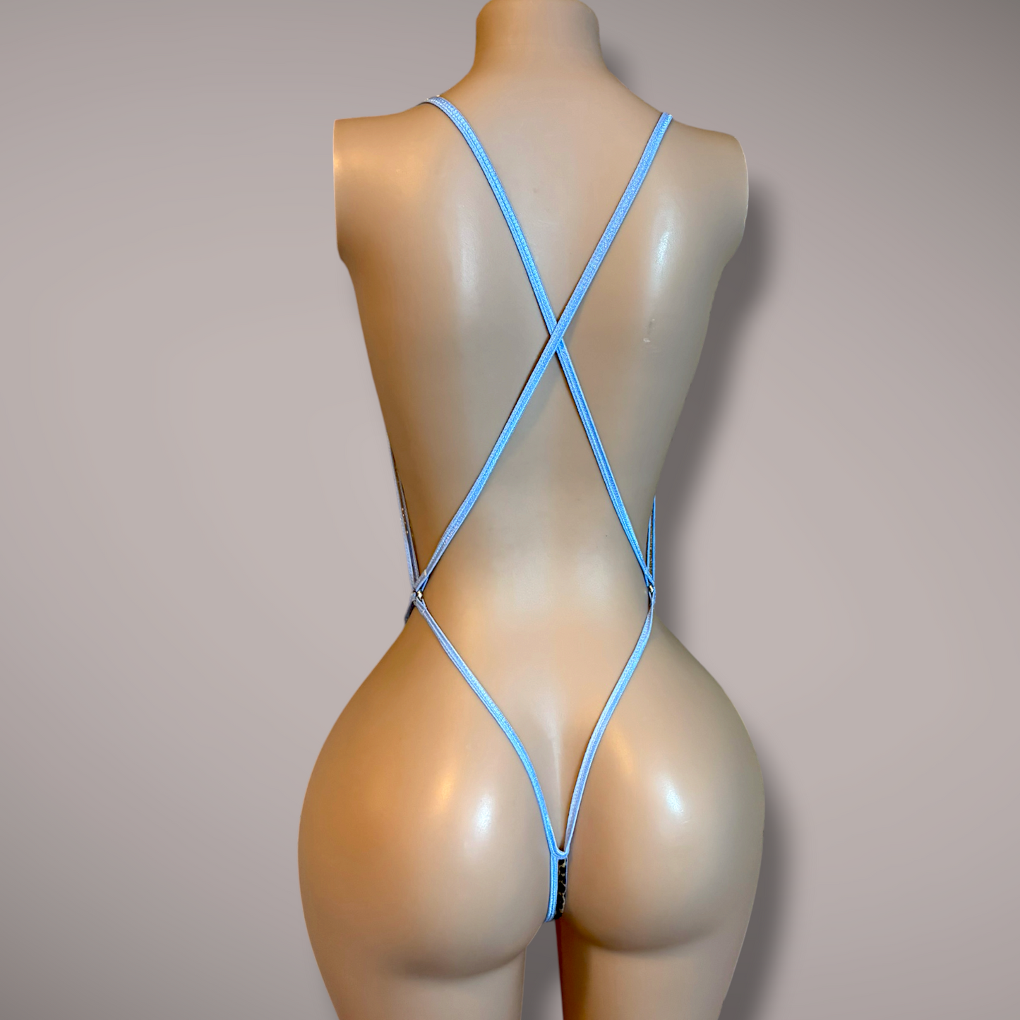 Mantis Slingshot One Piece, Velvet Cheetah & Light Blue