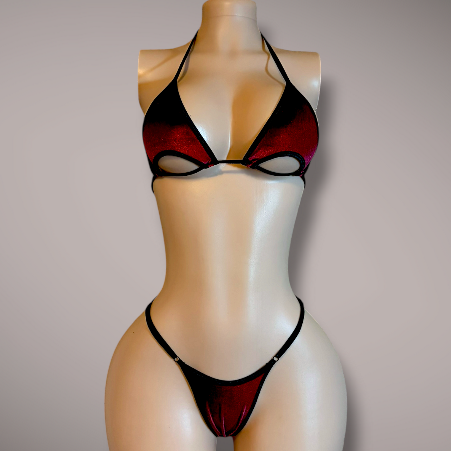 The Karma Velvet Burgundy & Black 2 Piece Set