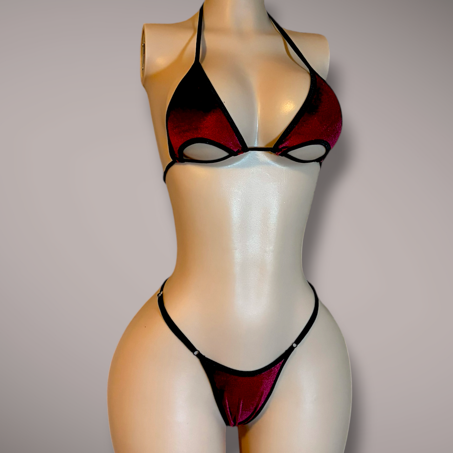 The Karma Velvet Burgundy & Black 2 Piece Set
