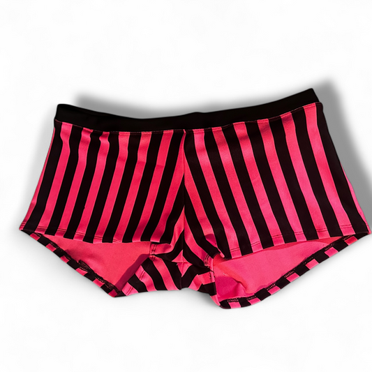 Pink and Black Striped Pole Shorts