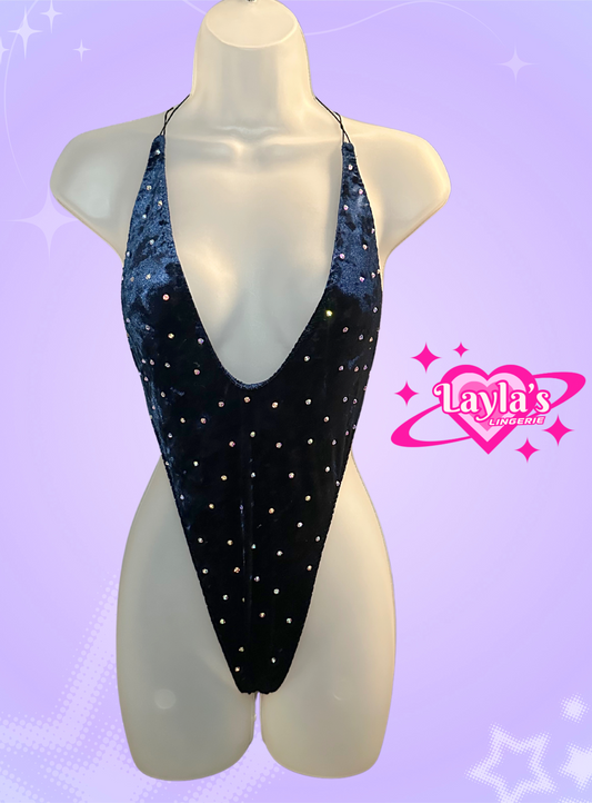 The Charlie One Piece, Blue Crushed Velvet