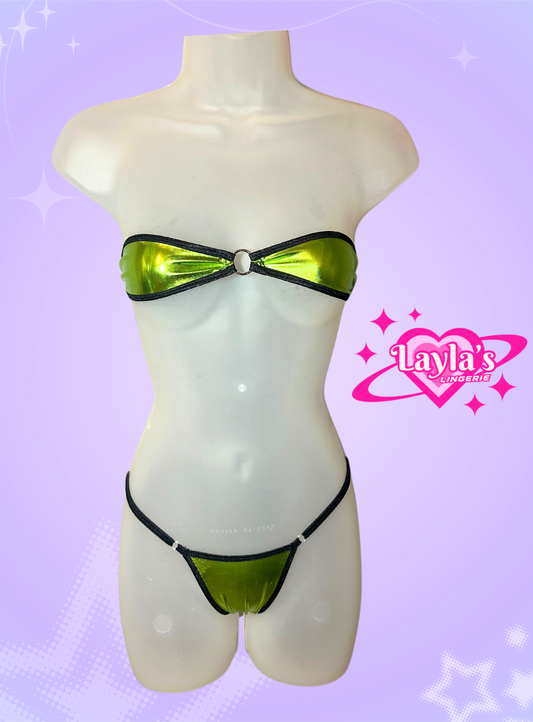 The Gianna Bikini, Metallic Green + Black