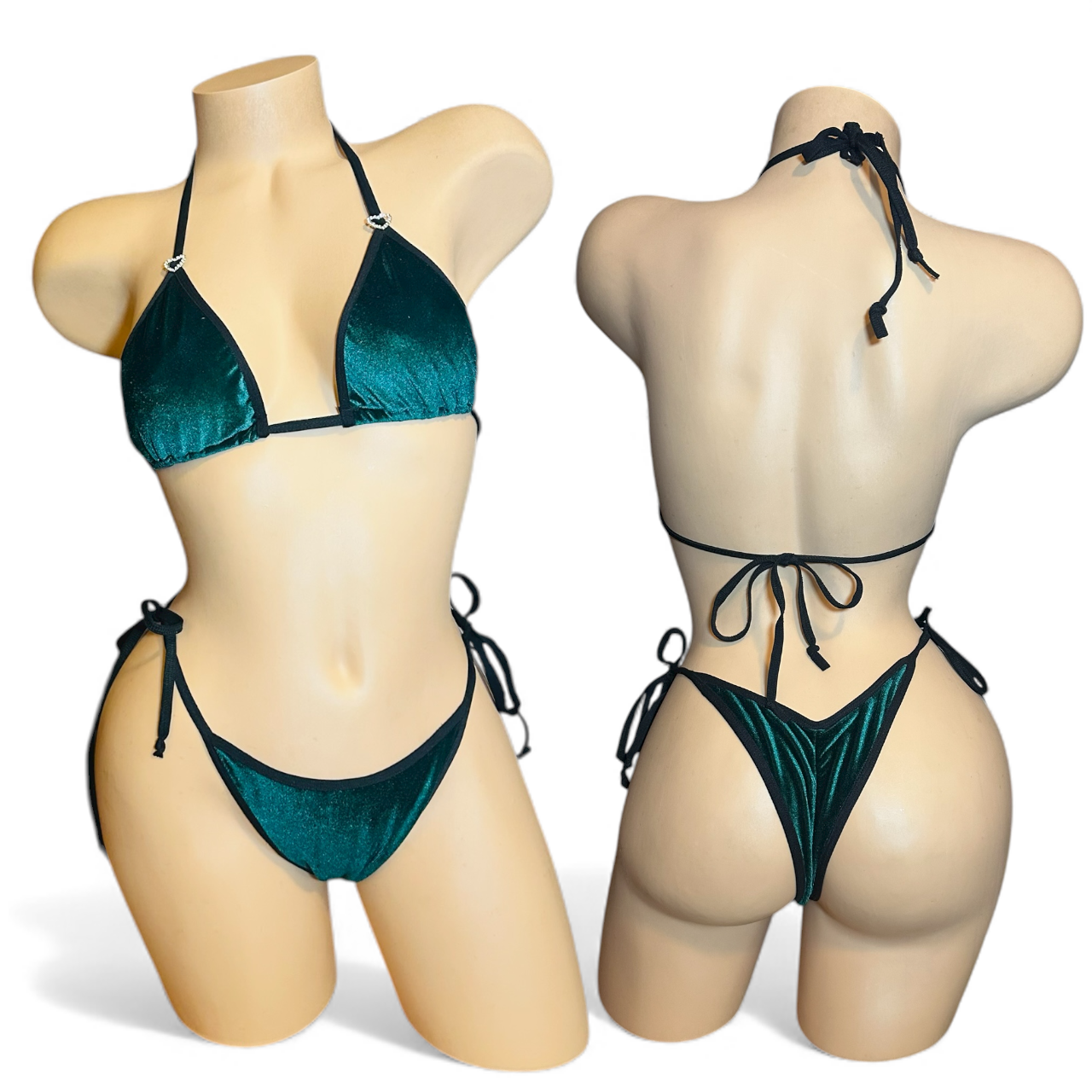 Dark Green Velvet Cheeky Bikini
