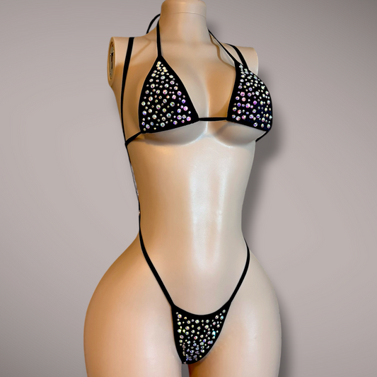 Black Super Bling 2 Piece Cross Back Slingshot