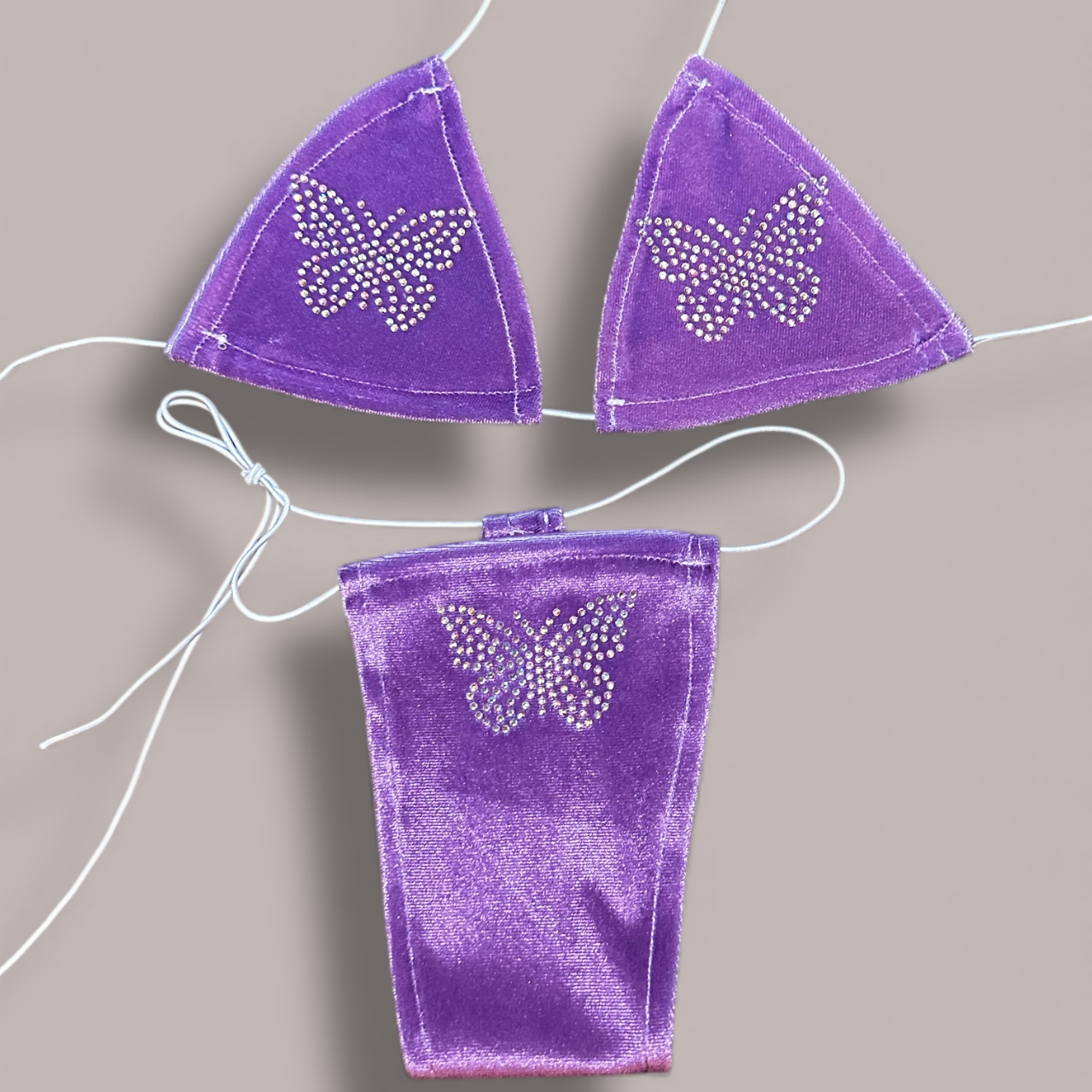 The Nova Microkini, Lilac Velvet with Rhinestone Butterflies