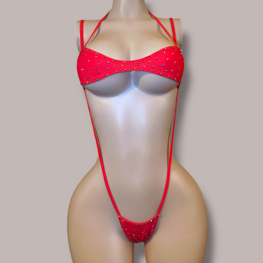 Red Jade Slingshot 2 Piece with Gems
