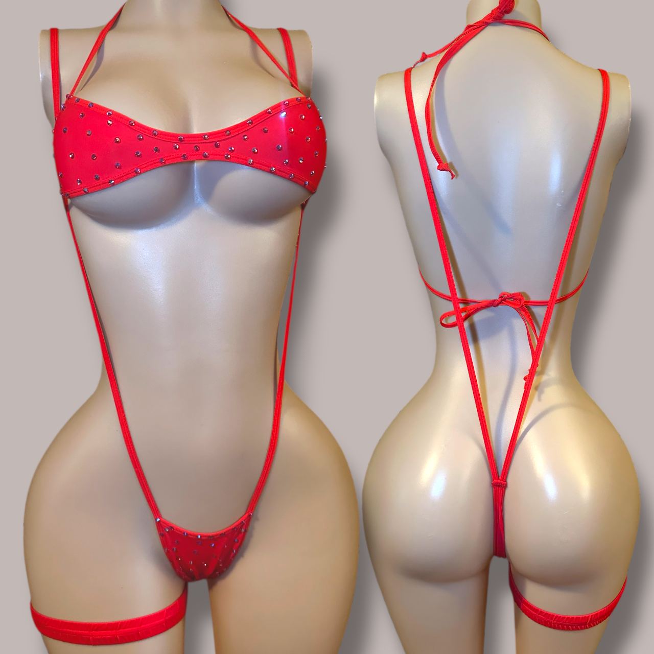 Red Jade Slingshot 2 Piece with Gems