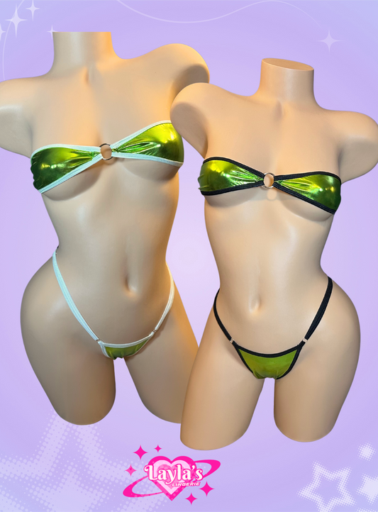 The Gianna Bikini, Metallic Green + Black