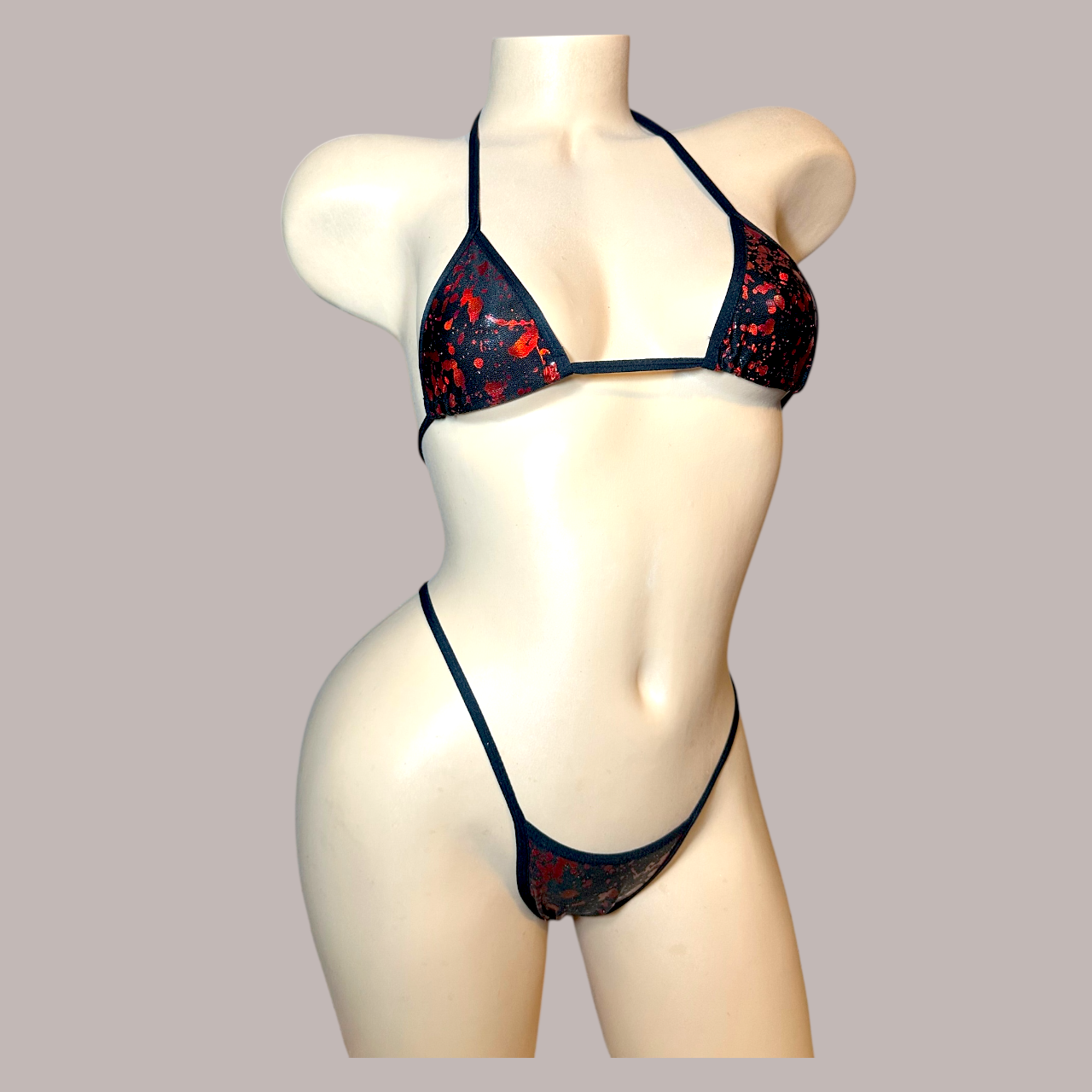 Black and Red Blood Spatter Bikini