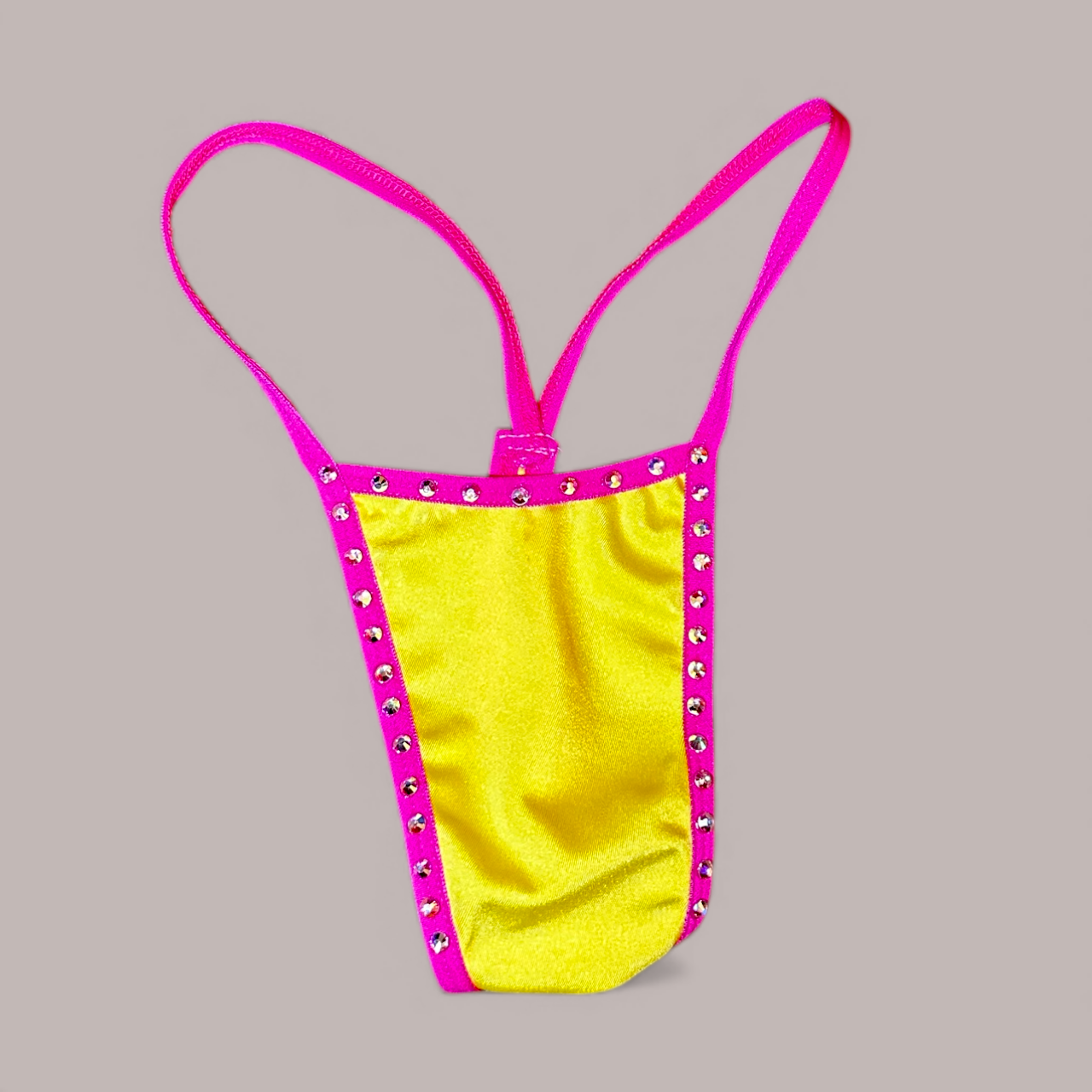 Pink + Yellow Colorblock Thong Bikini