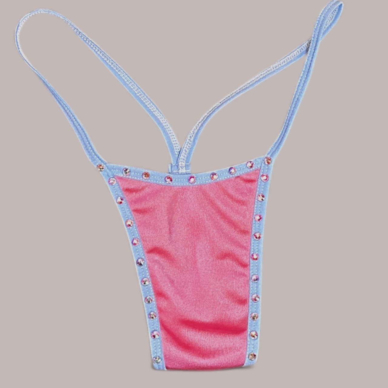 Blue + Pink Pastel Colorblock Thong Bikini