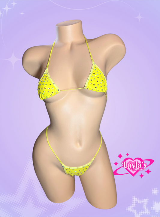The Vixen Microkini, Yellow with Rhinestones