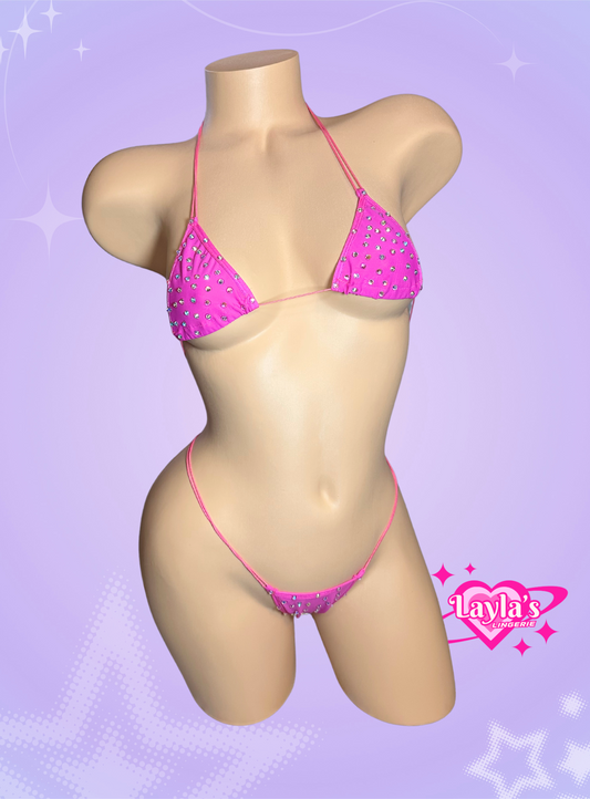 The Vixen Microkini, Hot Pink with Rhinestones