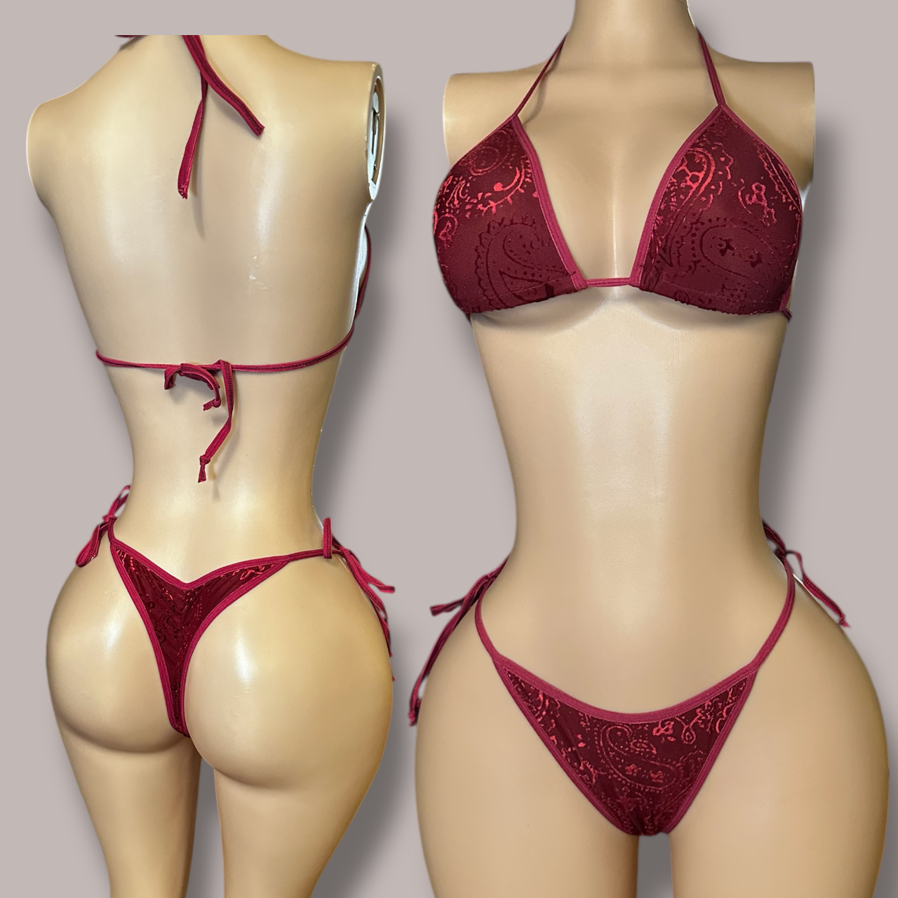 The Jasmine, Burgundy Paisley Velvet