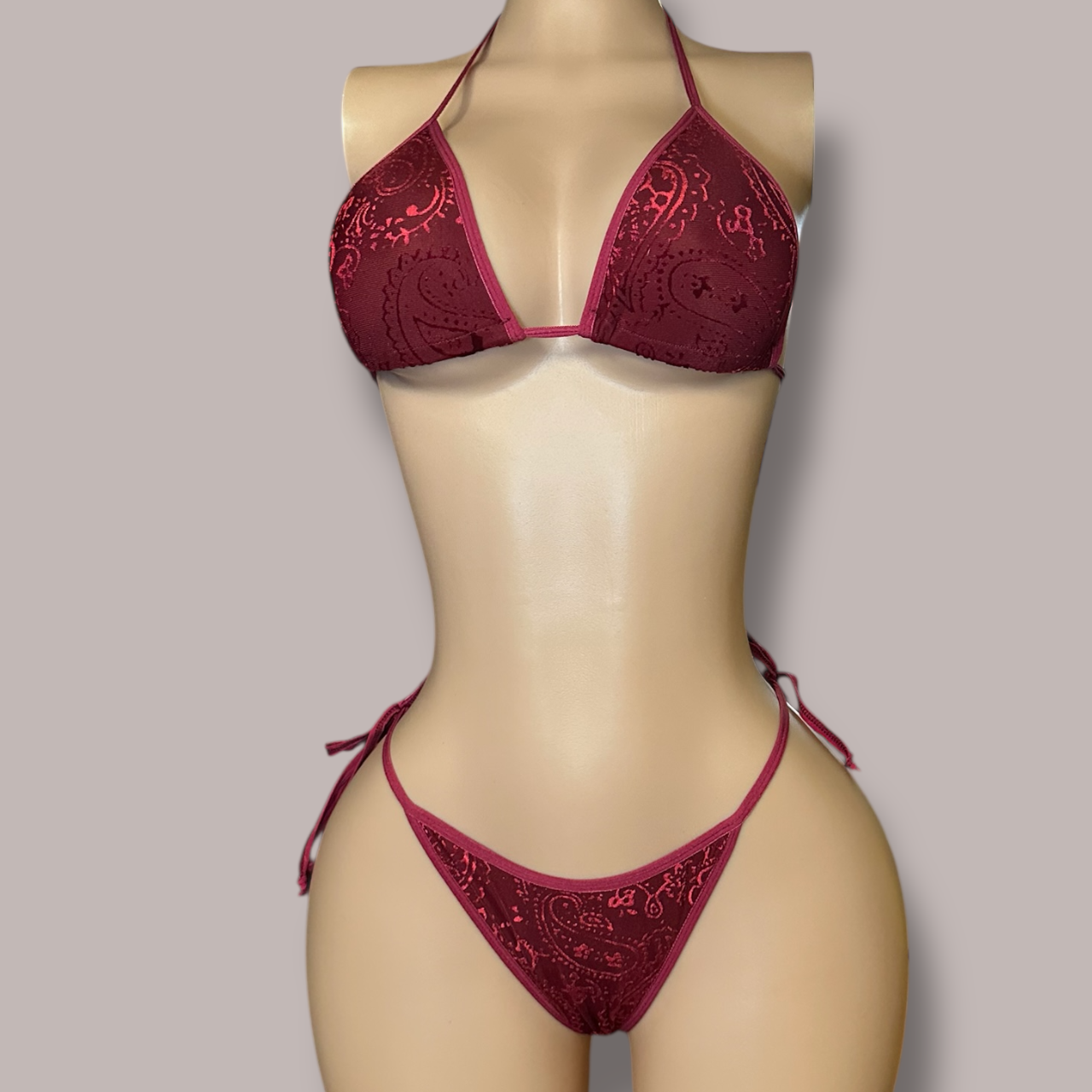 The Jasmine, Burgundy Paisley Velvet