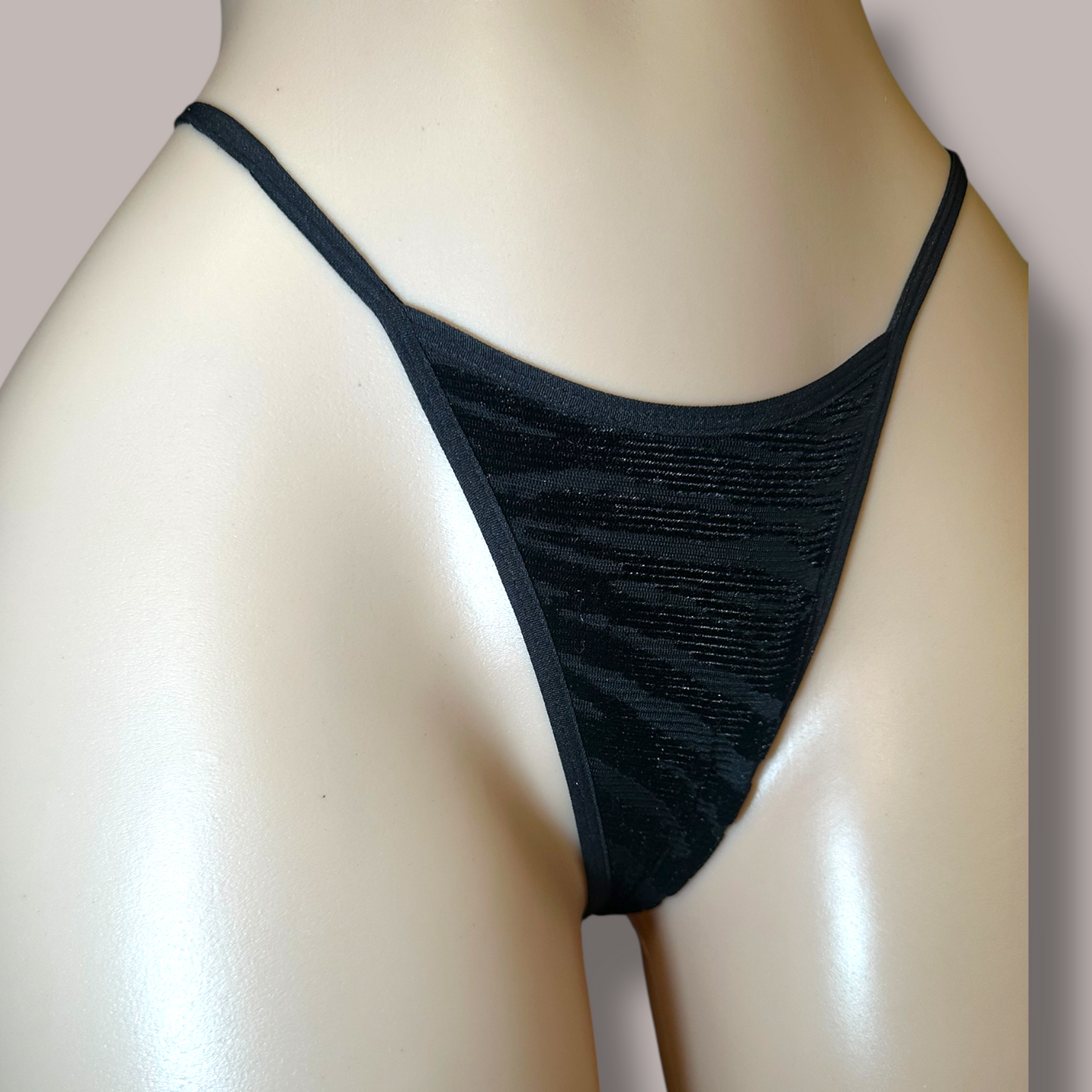 Black Burnout Velvet Tiger Stripe Bikini