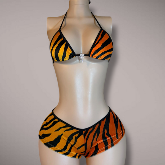Velvet Tiger Shorts Set