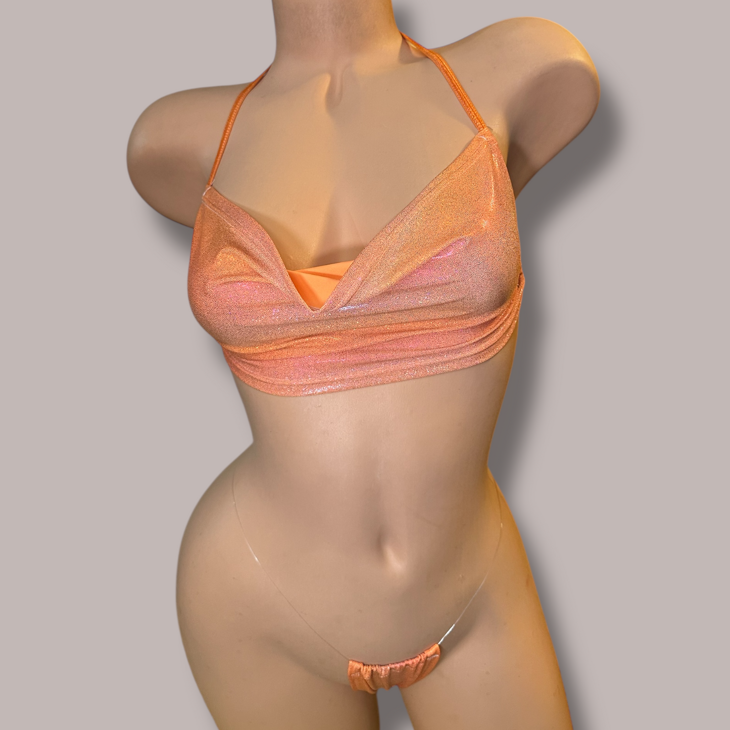 Orange Holo Cowl Neck Set