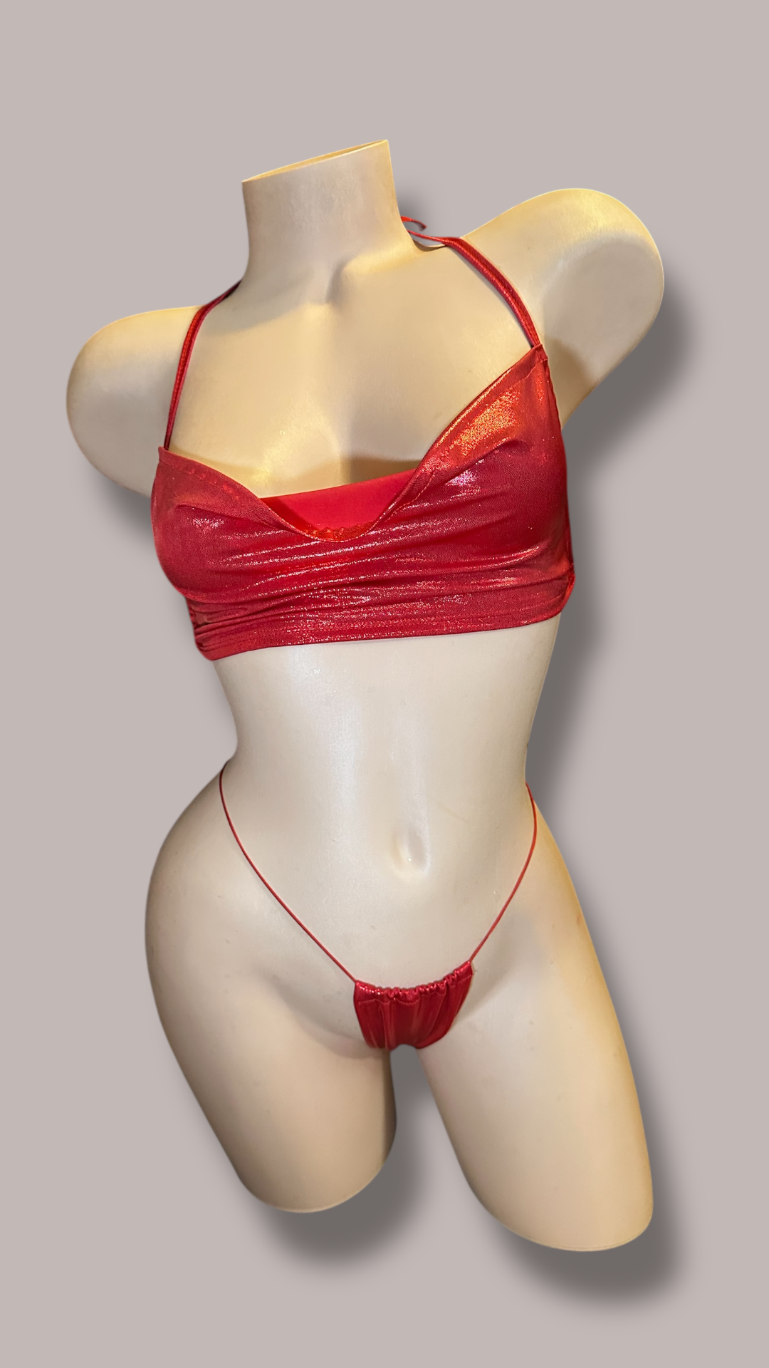 Red Glittery Cowl Neck Set