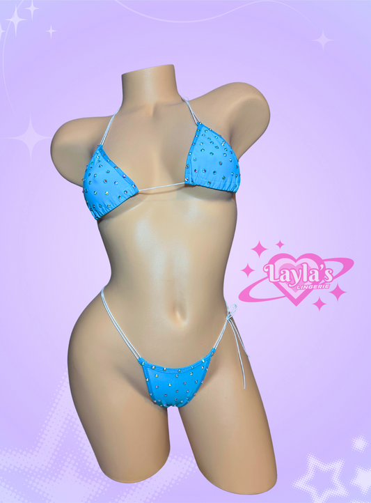 The Vixen Microkini, turquoise with Rhinestones