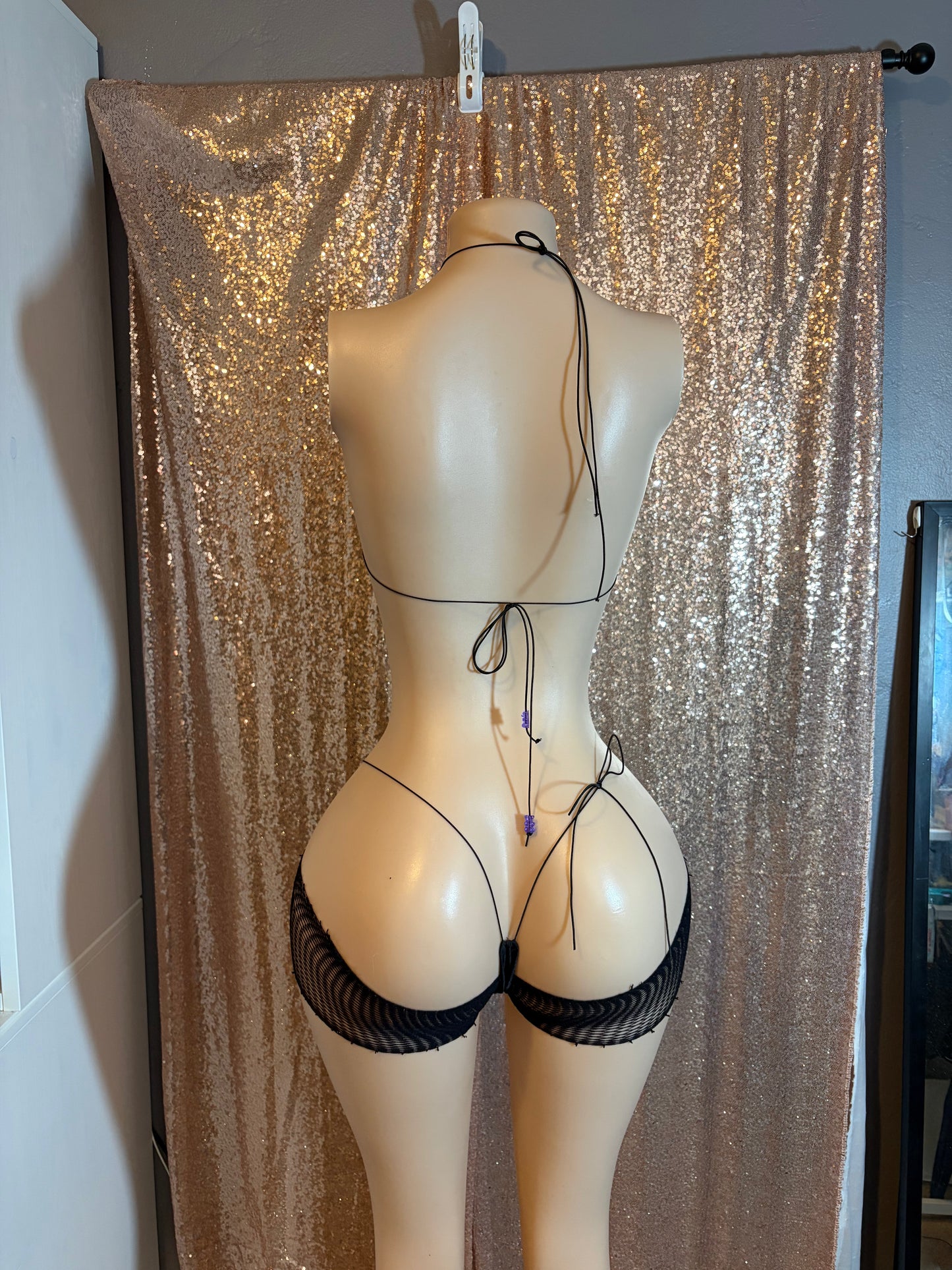 Black Super Bling Microkini Set