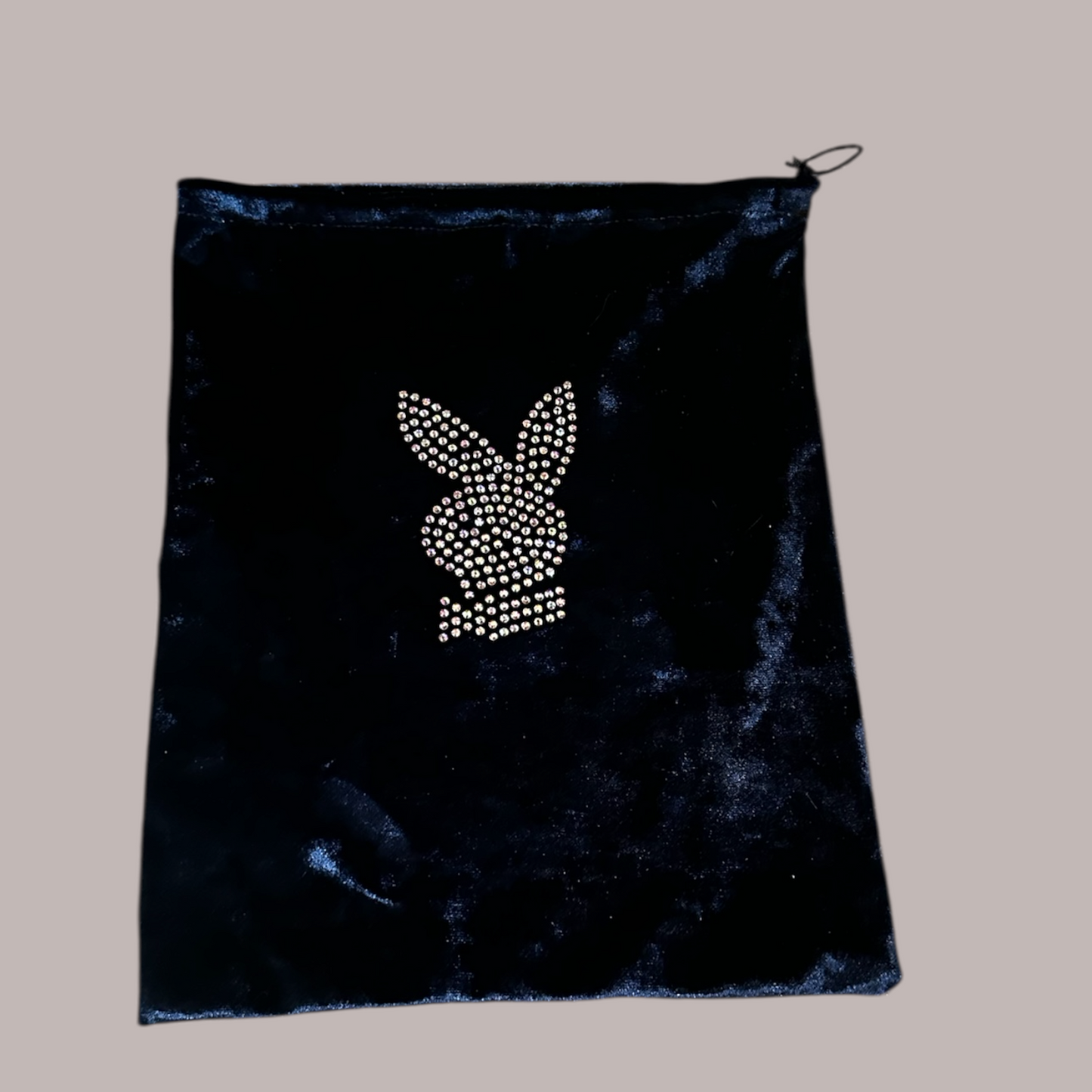Blue Velvet Rhinestone Bunny Money Bag